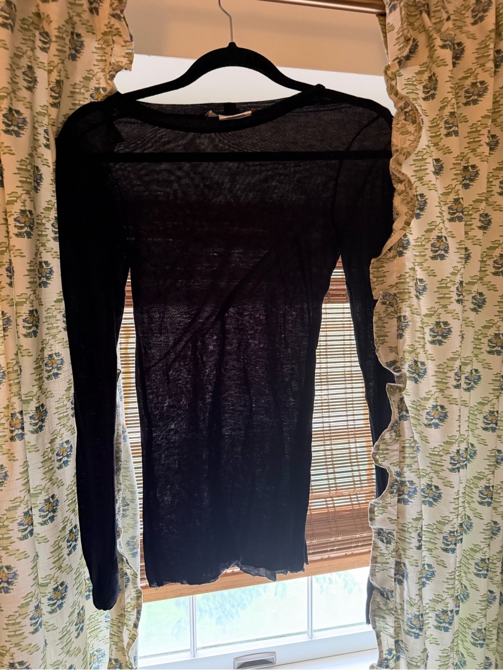 BCBG sheer Black Long Sleeve Lightweight Top